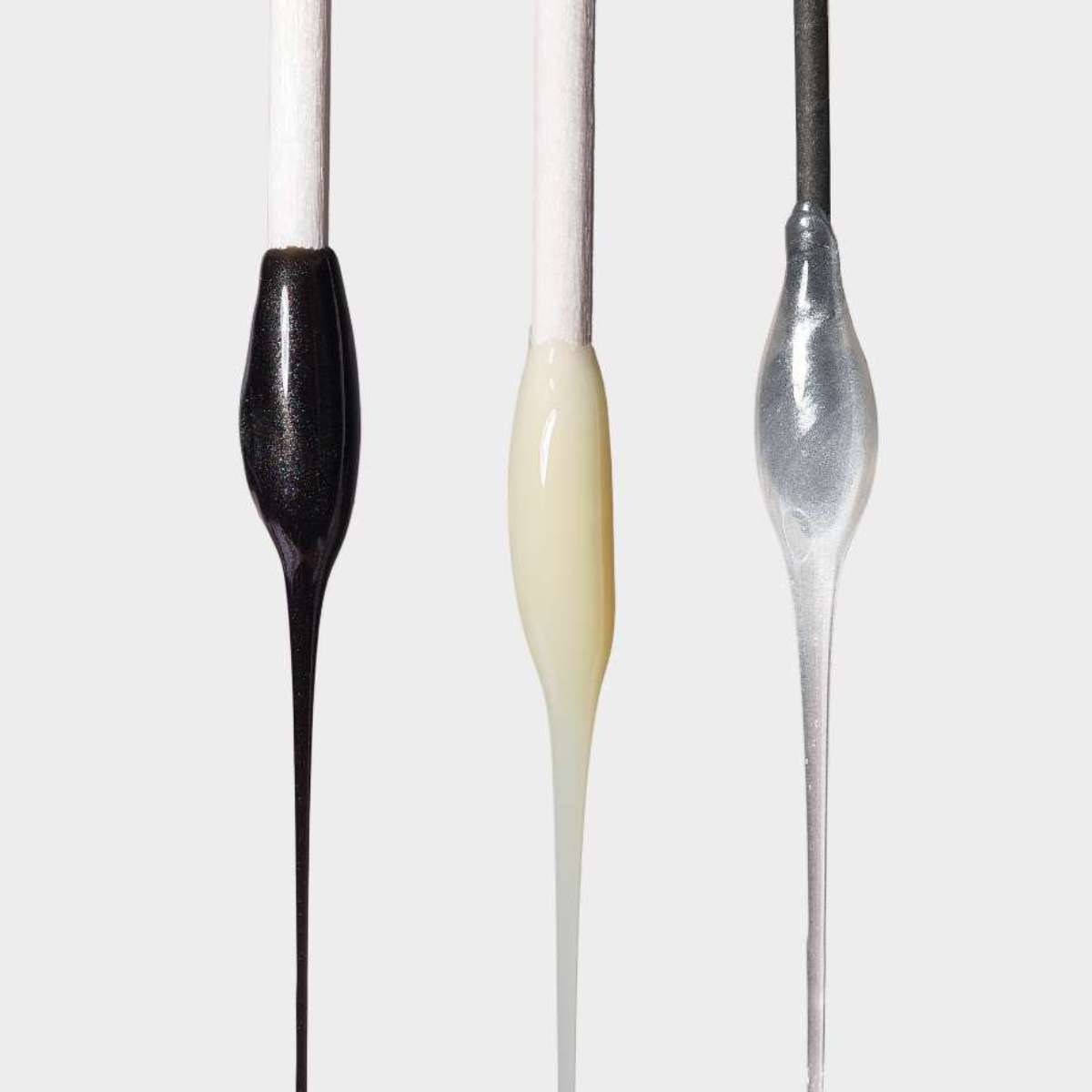 Three types of wax dripping from applicator