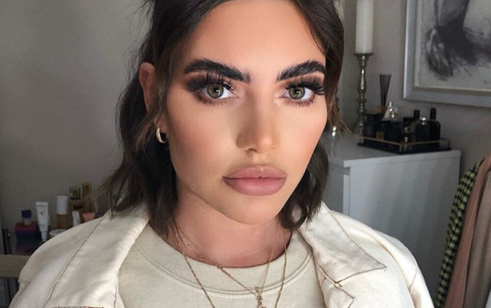 Photo showing the results of Megan Barton-Hanson's brow transformation